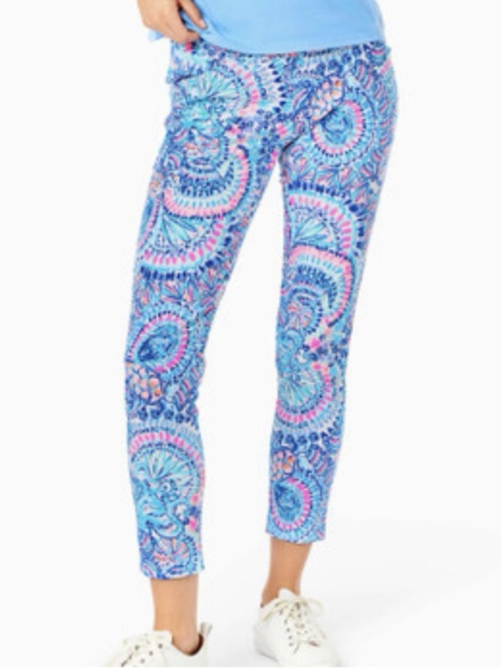 Lilly Pulitzer Luxletic Corso Pants Women 2 Blue Grotto Commotion in the Ocean
